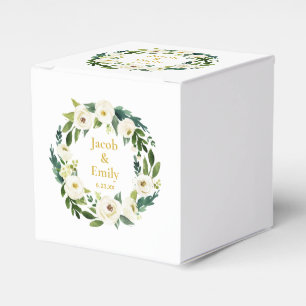 Greenery Gold Personalized Names Date Wedding Favour Box