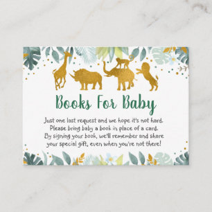 Greenery Gold Safari Baby Shower Book Request Enclosure Card