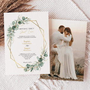 Greenery Gold Simple Nothing Fancy Photo Wedding Invitation