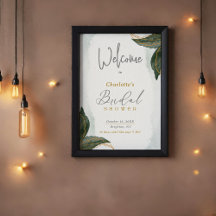 Greenery Gold Watercolor Bridal Shower Welcome