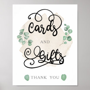 Greenery gold Wedding Cards and Gifts Sign Poster