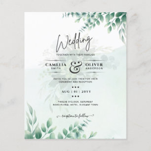 Greenery Gold Wedding Eucalyptus Leaves QR CODE Flyer
