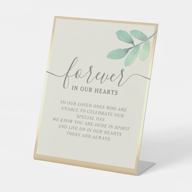 Greenery Gold Wedding Memorial Sign (Front)