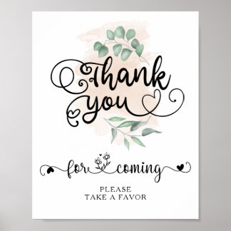 Greenery Golden Wedding Thank you Take favour sign