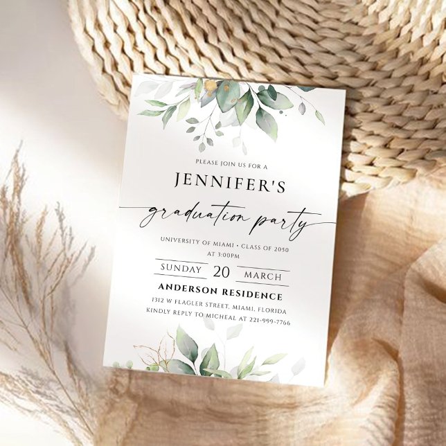 Greenery Graduation Party Invitation (Creator Uploaded)