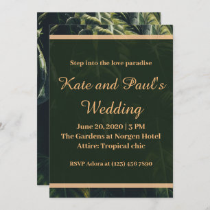 Greenery Green and Gold Geometric Rustic Wedding Card