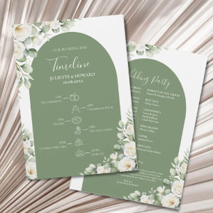 Greenery Green Botanical Floral Wedding Timeline Programme
