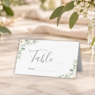 Greenery Green Elegant Floral Wedding Table Number Place Card