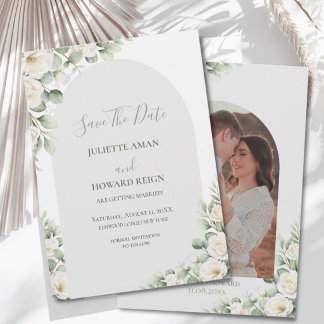 Greenery Green Floral Botanical Photo Wedding Save The Date