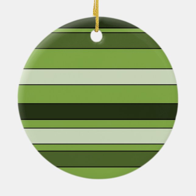 Greenery Green Horizontal Stripes Pattern Elegant Ceramic Tree Decoration (Back)