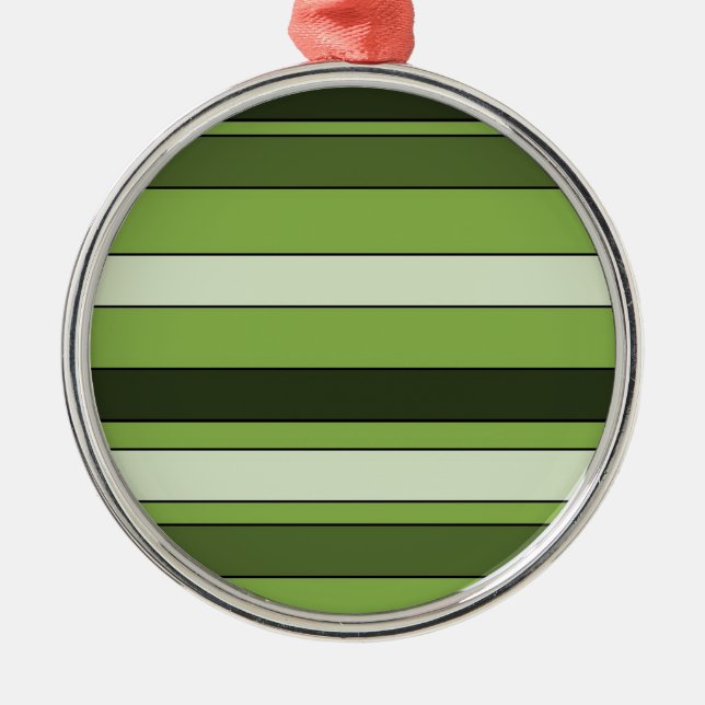 Greenery Green Horizontal Stripes Pattern Elegant Metal Tree Decoration (Front)