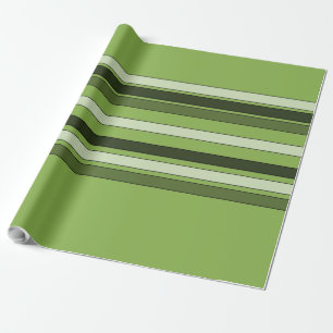 Greenery Green Horizontal Stripes Pattern Elegant Wrapping Paper