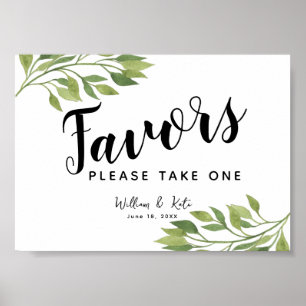 greenery green leaf Favors party or wedding sign