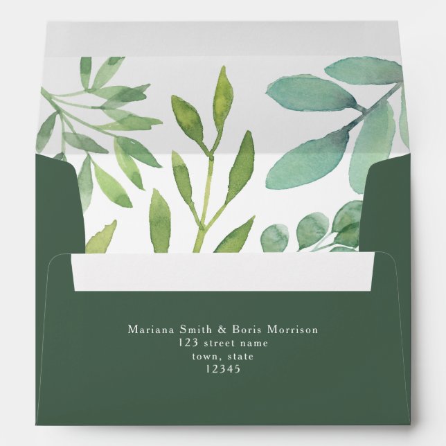 Greenery Green Return Address 5x7 Envelope (Back (Bottom))