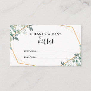 Greenery Guess How Many Kisses Bridal Shower Game Enclosure Card
