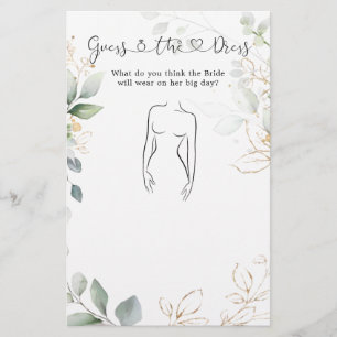 Greenery Guess The Dress Bridal Shower Game