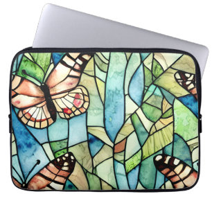 Greenery hand drawn Pretty butterflies Forest Chic Laptop Sleeve