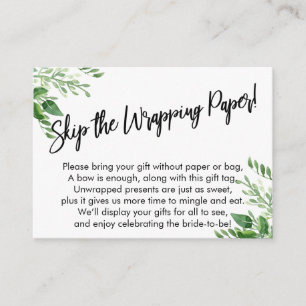 Greenery Handwriting Skip the Wrapping Paper! Enclosure Card