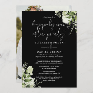 Greenery Happily Ever After Eloped Wedding Photo Invitation