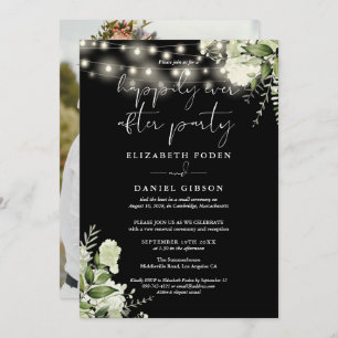 Greenery Happily Ever After Eloped Wedding Photo Invitation