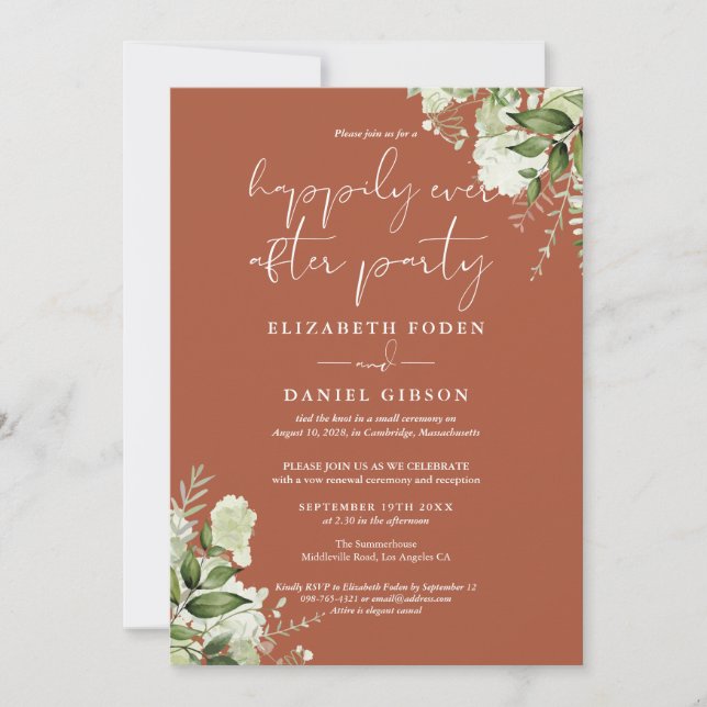 Greenery Happily Ever After Party Wedding Vows Invitation (Front)