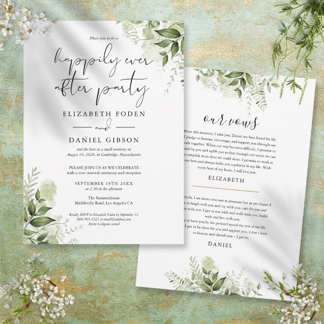Greenery Happily Ever After Party Wedding Vows Invitation (Greenery Happily Ever After Party Wedding Vows Invitation)