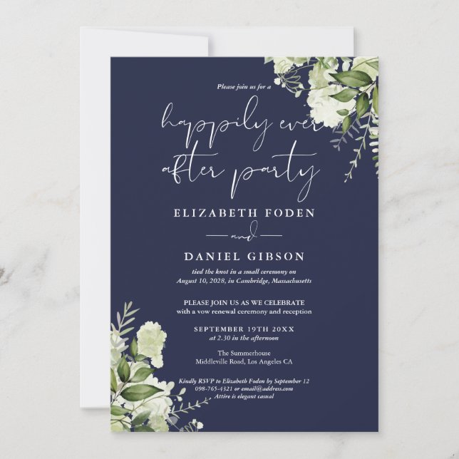 Greenery Happily Ever After Party Wedding Vows Invitation (Front)