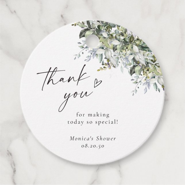 Greenery Herbal Baby Shower Gift Tag (Front)