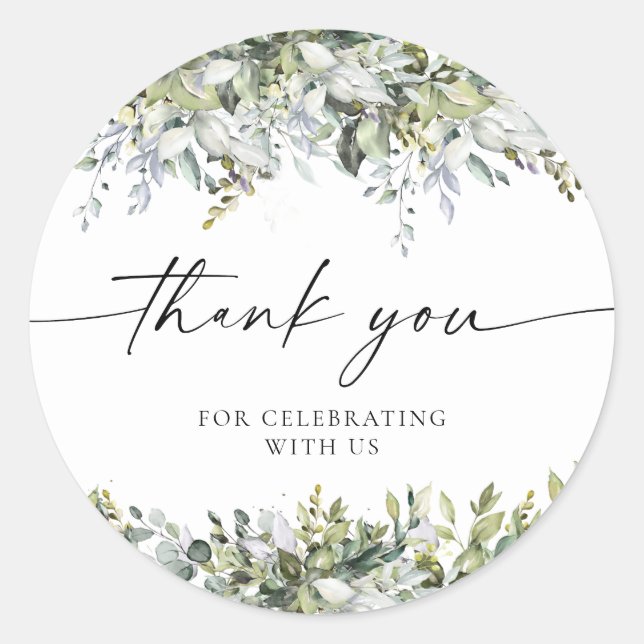 Greenery Herbal Bridal Shower Classic Round Classic Round Sticker (Front)