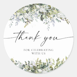 Greenery Herbal Bridal Shower Classic Round Classic Round Sticker