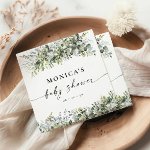 Greenery Herbal Bridal Shower  Square Paper Coaster