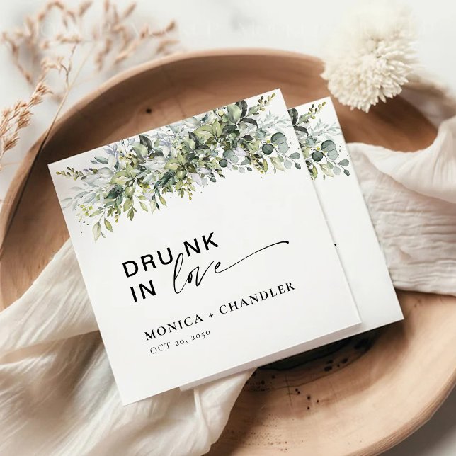 Greenery Herbal Wedding Square Paper Coaster (Creator Uploaded)