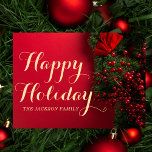 Greenery Holly & Berries Gold Typography Family Holiday Card<br><div class="desc">Make your holiday greetings stand out with our Red Elegant Script Typography Holiday Christmas Card. This exquisite card blends the timeless charm of elegant script typography with the festive warmth of holiday red, creating a stunning visual expression of seasonal joy. The rich and vibrant design sets the perfect tone for...</div>