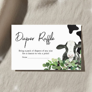 Greenery Holy Cow Baby Shower Diaper Raffle Enclosure Card