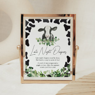 Greenery Holy Cow Baby Shower Late Night Diapers Poster