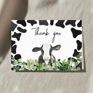 Greenery Holy Cow Baby Shower  Thank You Card