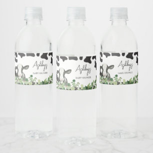 Greenery Holy Cow Baby Shower  Water Bottle Label