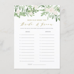 Greenery How Old Were the Bride and Groom Shower Enclosure Card