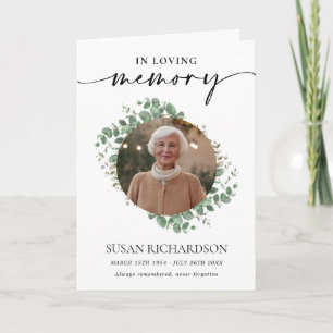 Greenery In Loving Memory Funeral Memorial Program Card