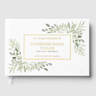 Greenery In Loving Memory Memorial Funeral Guest Book