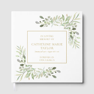 Greenery In Loving Memory Memorial Funeral Guest Book