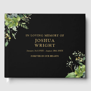 Greenery In Loving Memory Memorial Funeral Guest Book