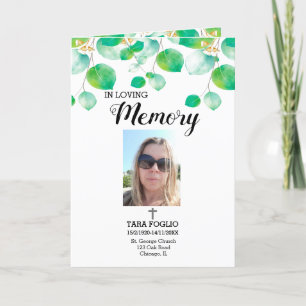 Greenery In loving memory program funeral  Programme