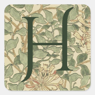 Greenery initial square sticker