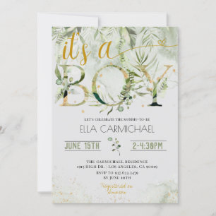 Greenery It's a Boy Shower Invitation