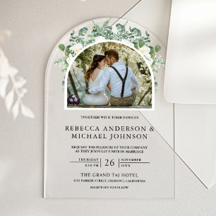 Greenery Ivory Floral Arch Wedding Acrylic Invitations