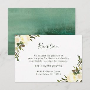 Greenery Ivory Floral Wedding Reception Card