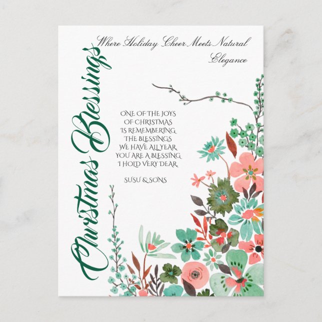 Greenery Joyful Christmas Gathering Invitation Postcard (Front)
