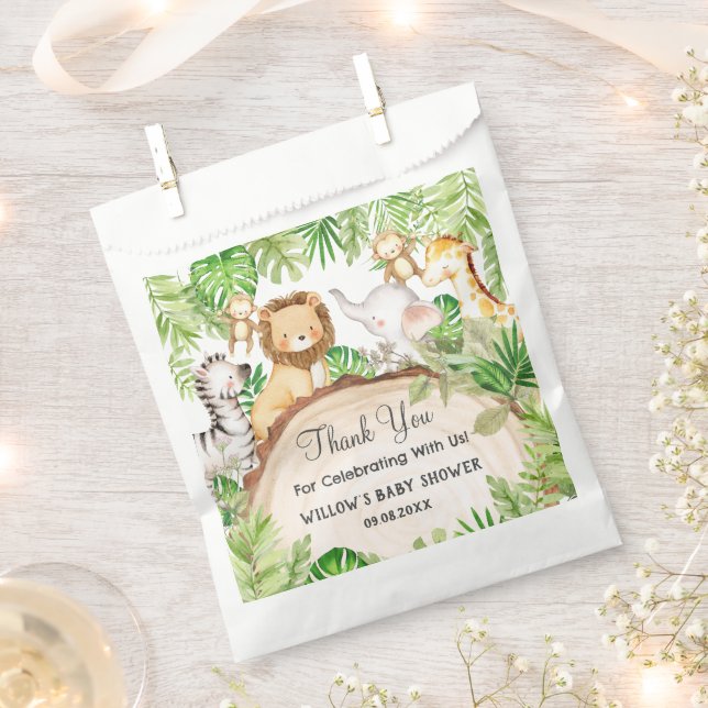 Greenery Jungle Animals Baby Shower 1st Birthday  Favour Bags (Clipped)
