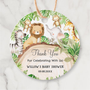 Greenery Jungle Animals Baby Shower 1st Birthday  Favour Tags